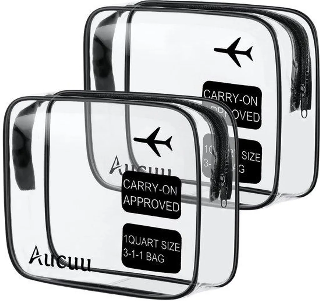 Trousse de toilette transparente TSA en PVC étanche - Lot de 2 Voyage