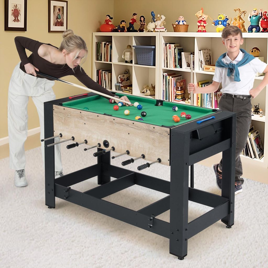 Table Multi-Jeux 2 En 1 COSTWAY – Football & Air Hockey – Baby-Foot Pliable Pour Enfants Adultes Fêtes