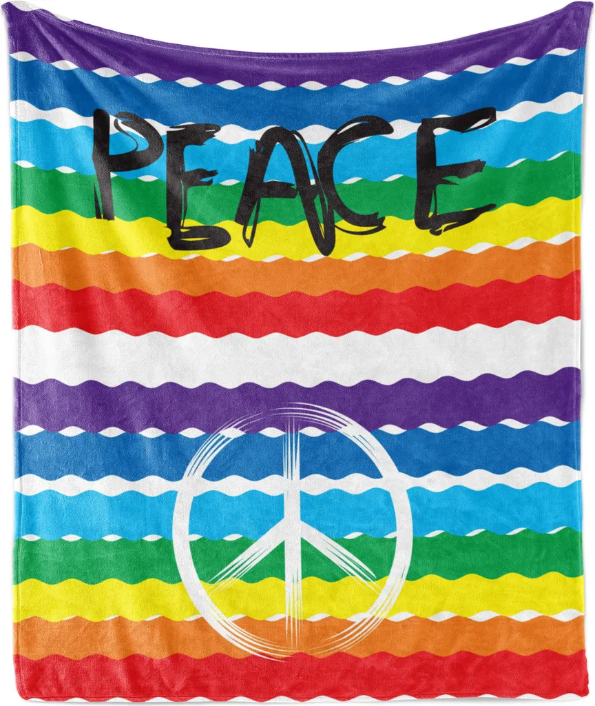 Coperta ABAKUHAUS Retro Modernistic Peace 175x230cm | Plaid Arcobaleno