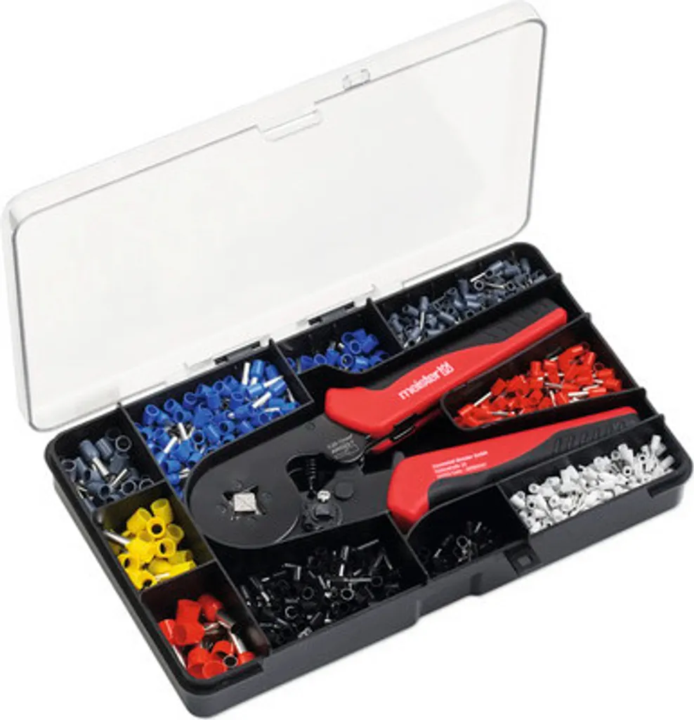 Jeu de pinces à sertir avec 1200 embouts de câbles isolés - Kit complet