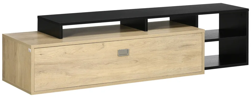 Meuble TV pour salon et chambre avec porte basculante gain de place