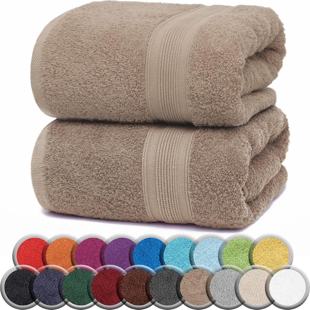 Frottier SAUNATÜCHER 2er Pack 80x200cm, 100% Baumwolle, Sand