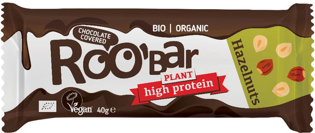 Roo'bar Riegel Protein Haselnuss mit Schokoüberzug 40g