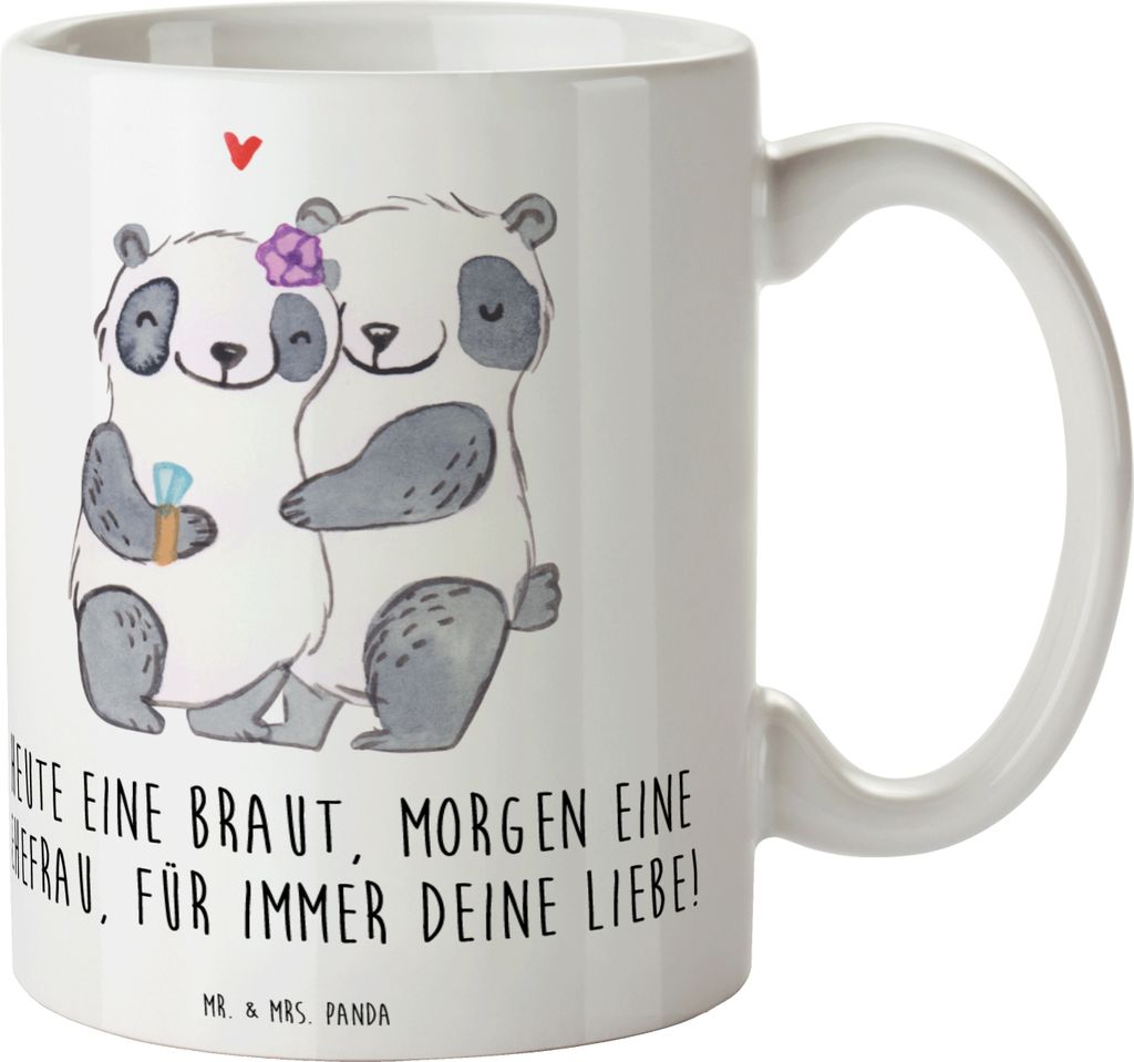 Mr. & Mrs. Panda Becher Braut Liebe - Weiß - Geschenk, Heirat, Hochzeit, Hochzeitstag, Heiraten, Lebensbund, Kaffeetasse, Keramiktasse, Geschenkta...