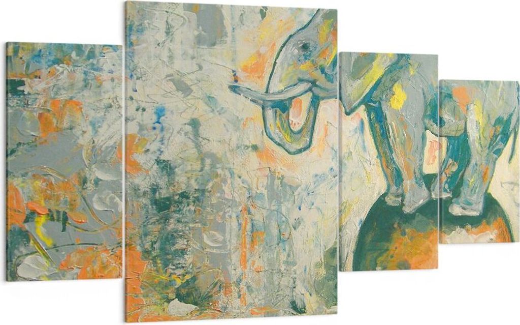 Bild auf Leinwand - Leinwandbild - Elefant Abstraktion - 160x90cm - Wand Bild - Wanddeko - Leinwanddruck - Bilder - Kunstdruck - Wanddekoration - L...