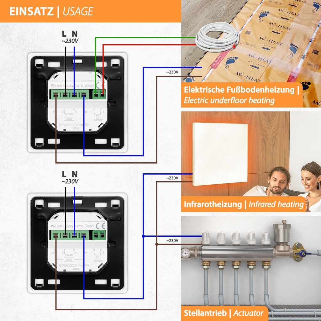 Dotykový termostat C17 pre elektrické podlahové vykurovanie Obrázok produktu 7