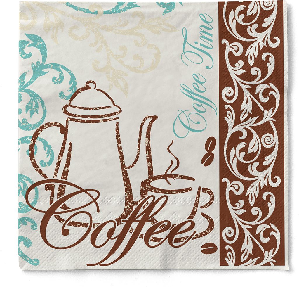 Tissue Serviette Coffee/Tea, 33 x 33 cm, 3-lagig, 100 Stück - Mank