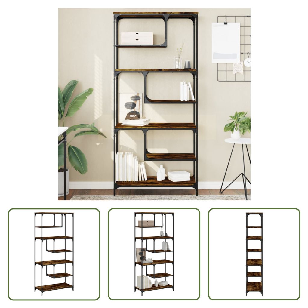 The Living Store Bücherregal Räuchereiche 81x36x176 cm Holzwerkstoff