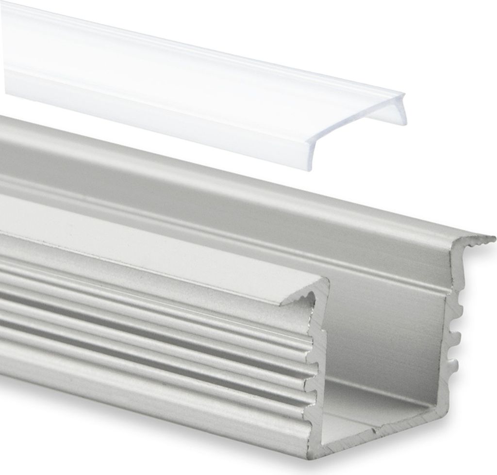 GX-PL3 LED EINBAU-Profil 200 cm, hoch/Flügel, LED Stripes max. 12mm, silber 2m Abdeckung opal