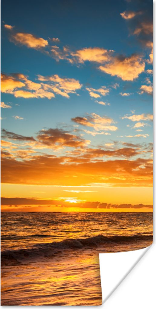 MuchoWow Poster Strand - Sonnenuntergang - Meer - Palme 80x160 cm - Kinderzimmer