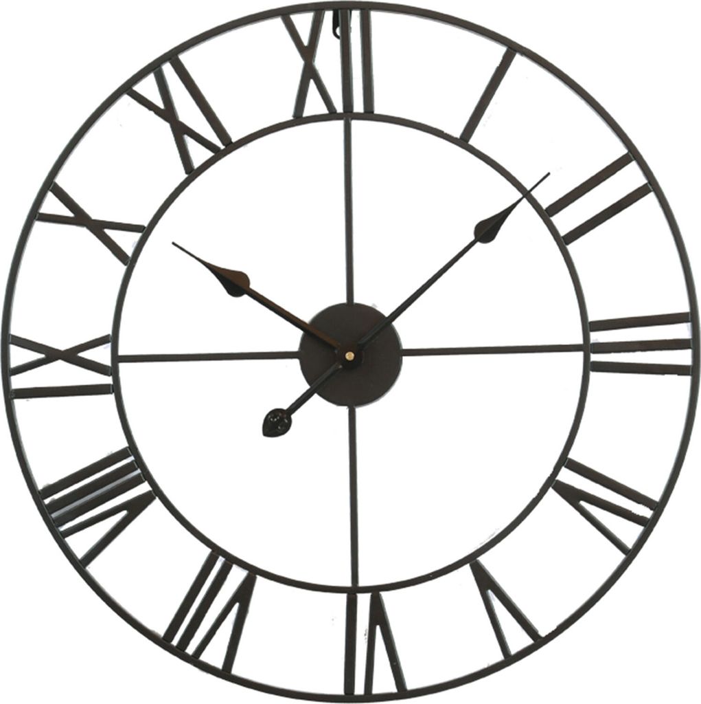 50cm Europaeischen Stil Blockuhr Einfache Wohnzimmer Retro Schwarz Zeiger Schmiedeeisen Stumm Digitale Wanduhr Dekoration