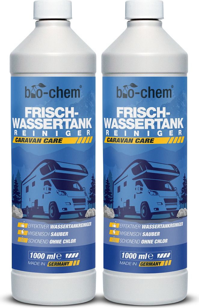 bio-chem Frischwassertank Reiniger 2x1000 ml - Hochwirksamer Tankreiniger für Wohnmobil & Caravan - Löst Kalkablagerungen aus Wassertank & Wasser...