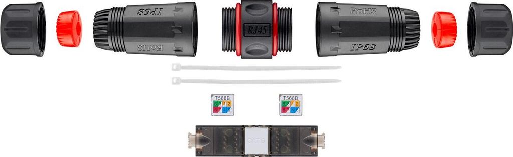 Goobay Outdoor (IP68) Netzwerkkabel-Verbinder, CAT 6 ungeschirmt, UTP