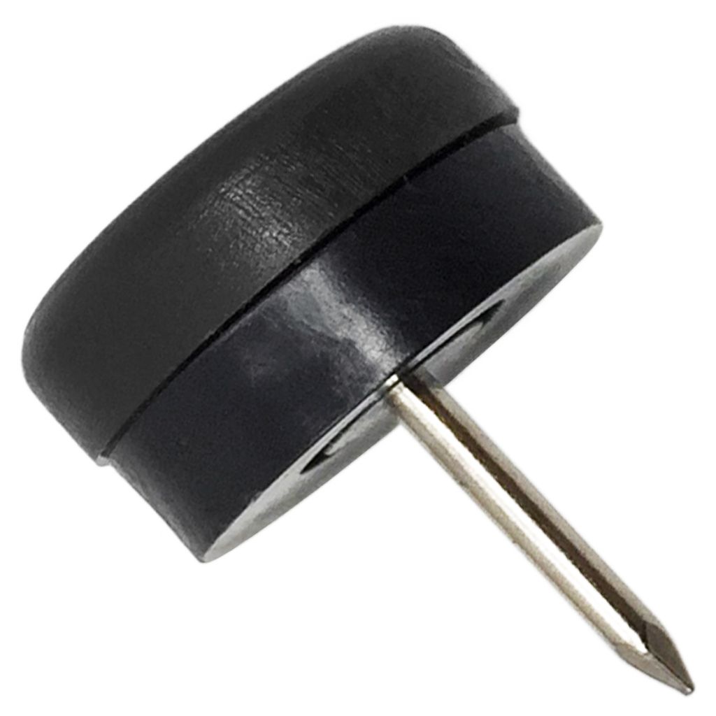 Adsamm | 32 x Kunststoffgleiter mit Puffer und Nagel | Ø 20 mm | Schwarz | rund | Möbelgleiter mit Dämpfer und Stift in von Adsamm