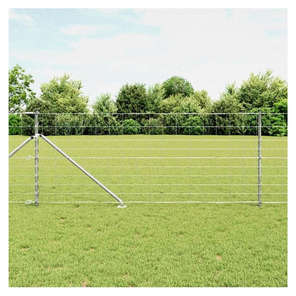 Galvanisierter Zaunpfosten 25 x 1 m Stahl für Gartenzaun, Hundezaun, Weidezaun, Hühnerzaun und Gartennetz mit Maschenweite 15 cm (10 Drähte)