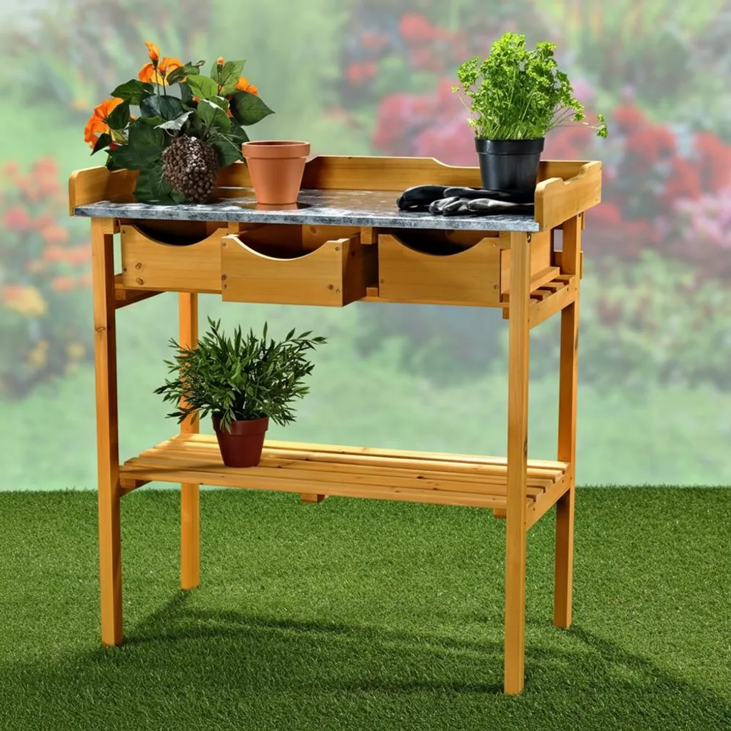 Table de jardinier ergonomique en bois pour jardiner sans mal de dos