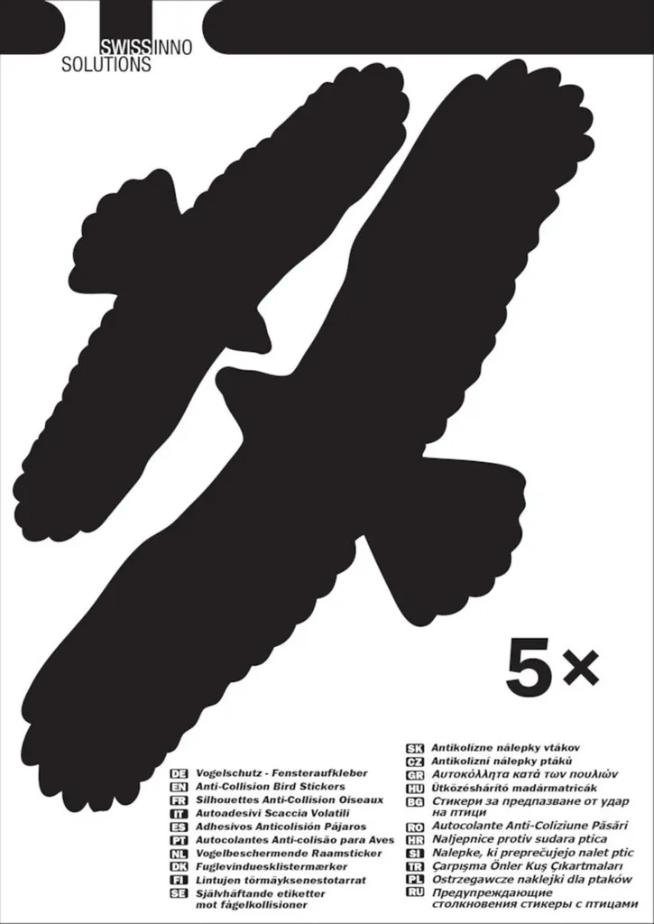 Empêcher les Oiseaux de se Cogner aux Vitres - 5 Stickers Swissinno Noirs