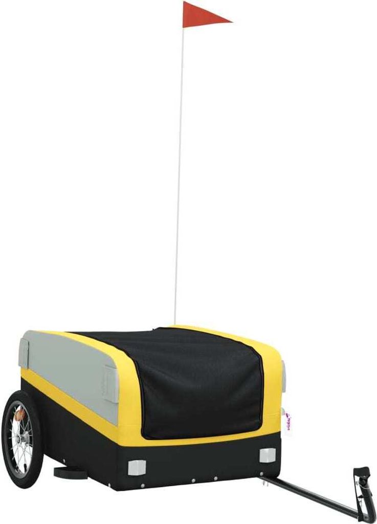 vidaXL Remorque vélo noir et jaune 45 kg Fer Image du produit 