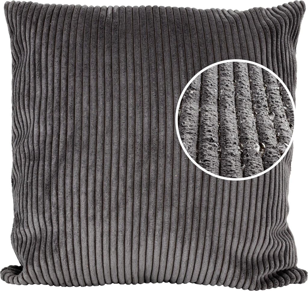 Dekokissen Kissenhülle mit Reißverschluss Sofakissen 40x40cm ohne Füllung Einfarbig Cordsamt Anthrazit