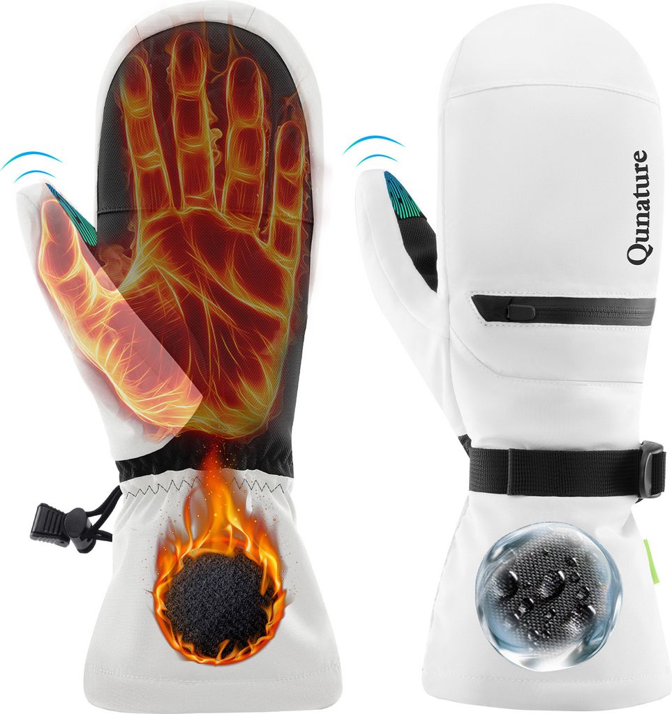 Qunature 1 paar Skihandschuhe Warm Vollfingerhandschuhe Winddichte für Herbst Winter Outdoor S Weiß
