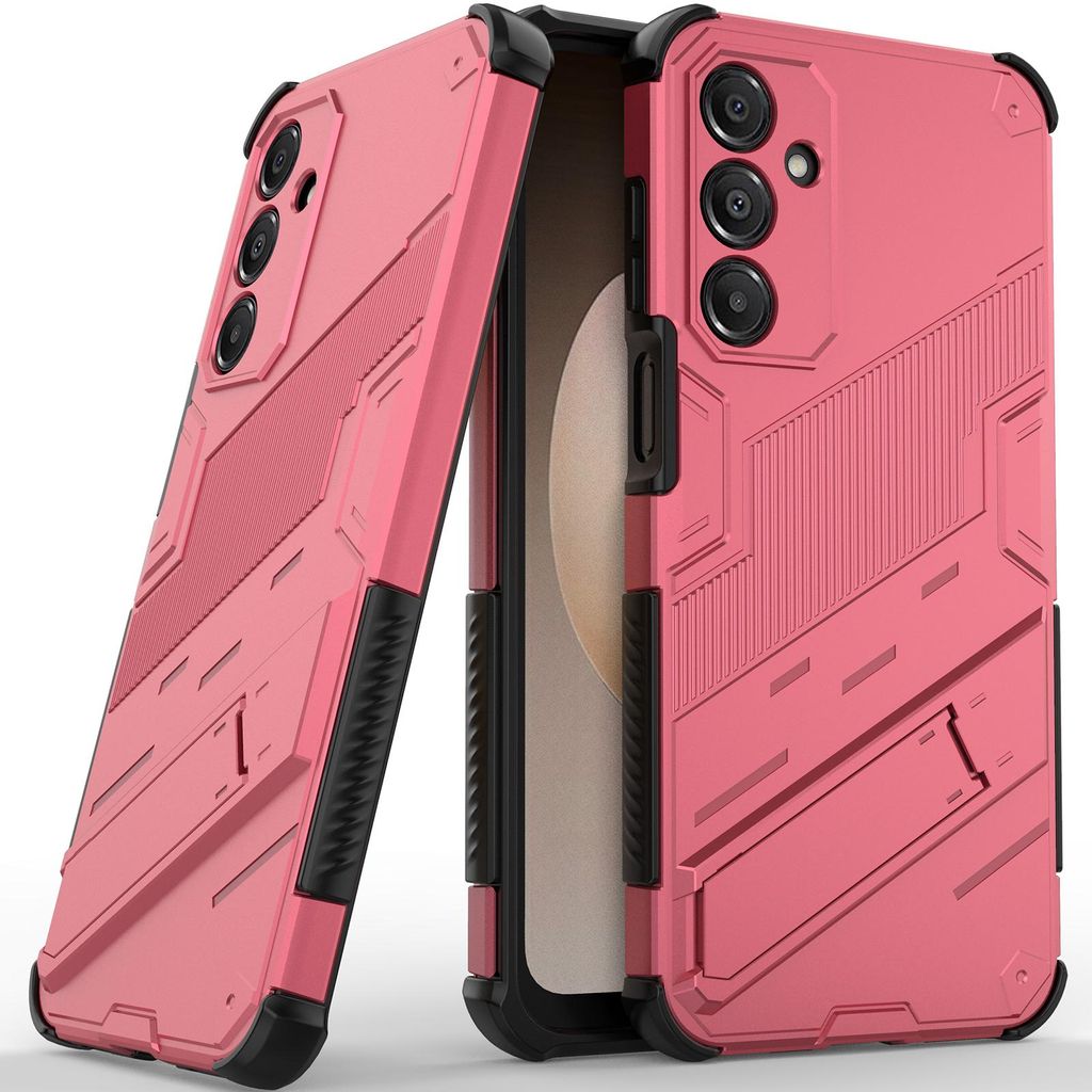 Armor Hülle für Samsung Galaxy A16 5G/4G Hybrid PC TPU Bumper Stoßfestes Schutzhülle mit Standfunktion Rosa