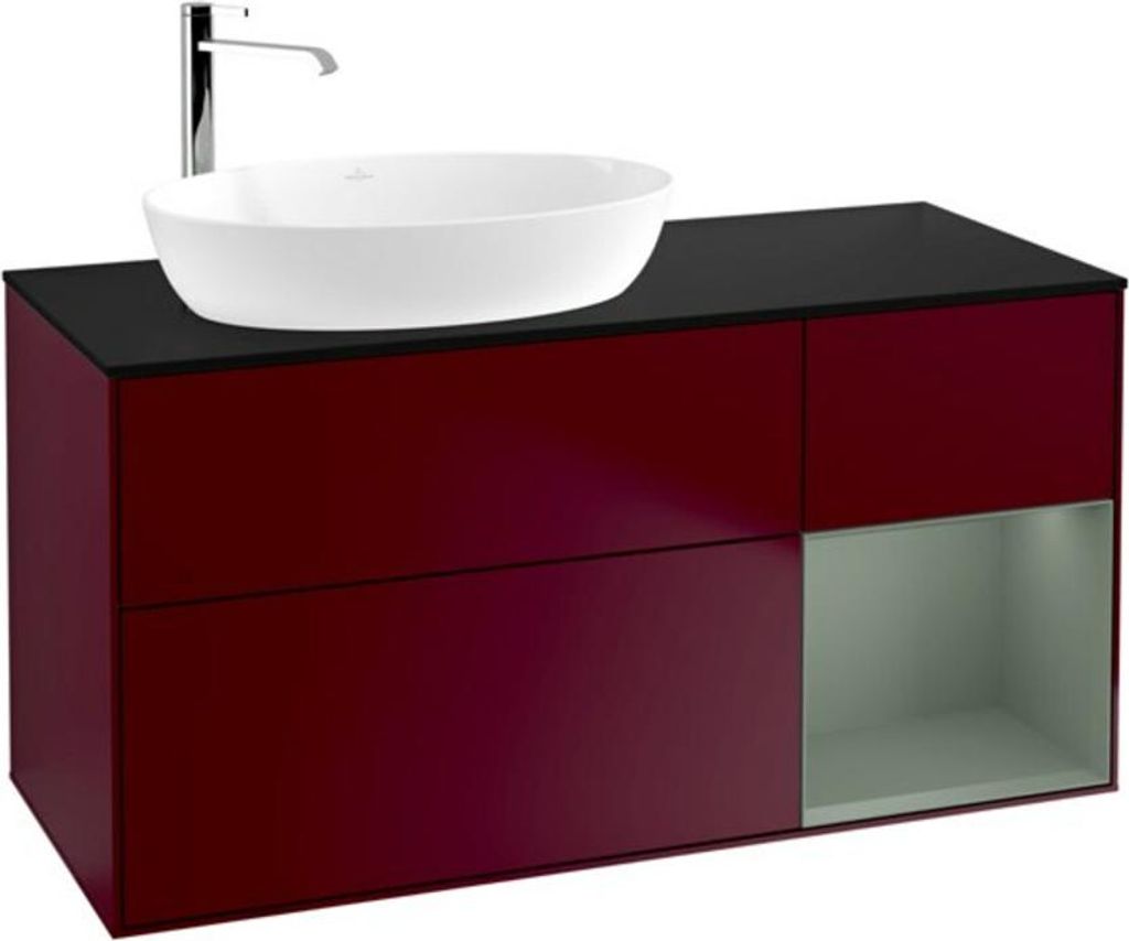 V&B Waschtischunterschrank Wandbeleuchtung Finion 120cm, Pl bla m, Reg Oli. m Lac, Peo m
