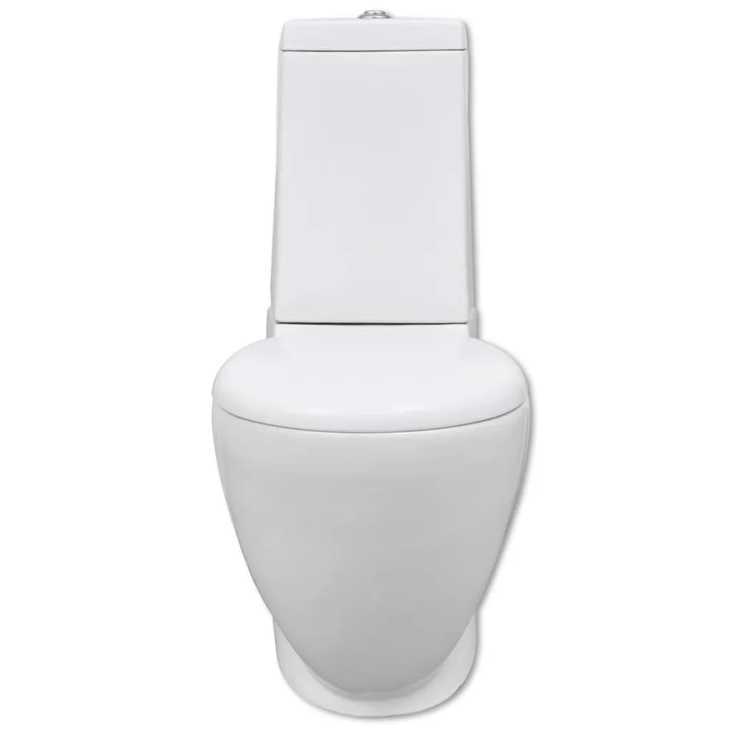Pack WC et Bidet à Poser en Céramique Blanche avec Finition Brillante