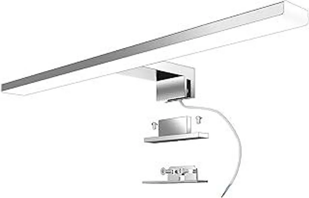 Aogled Lampada a LED per specchio da bagno 40 cm 10W 820LM 230V Bianco neutro 4000K, Lampada slim in acciaio inox per specchio da bagno, piastra di fissaggio su specchio/armadio/illuminazione a parete 400 mm - 1
