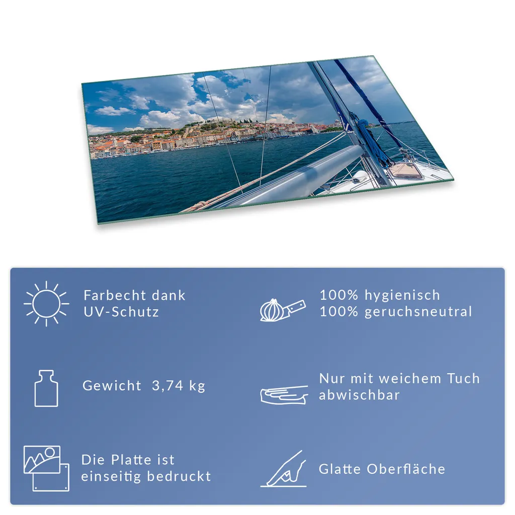 Decorwelt Piastra Copripiano Cottura In Vetro 80x52 Cm – Turchese – Multiuso: Tagliere, Sottopentola