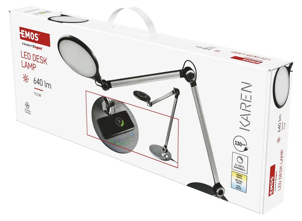 Lampe LED 9,2W 640lm dimmable avec station de charge USB intégrée EMOS - 13