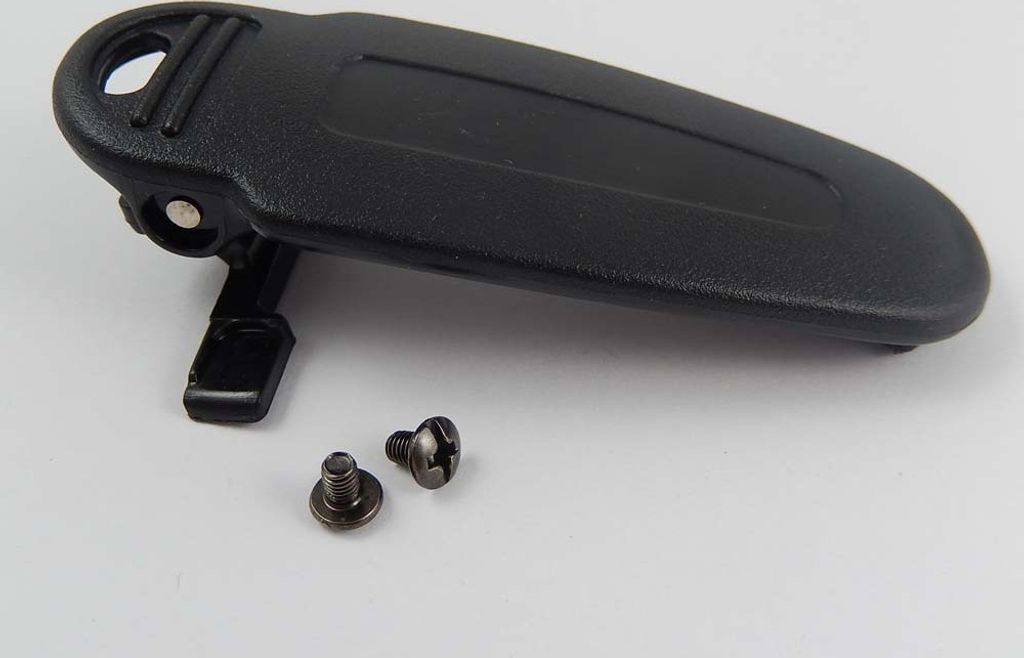 vhbw Gürtelclip kompatibel mit Kenwood TK-2170, TK-2160, TK-2140, NX-320, NX-220, TK-2360 Funkgerät - Mit Befestigungsschrauben, Kunststoff, Schw...
