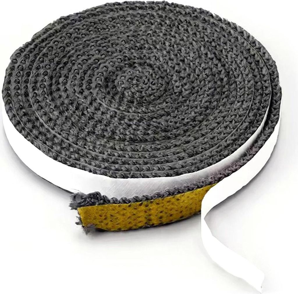 10/12/15MM x 2M Fiberglas-Kamintür-Dichtungsstreifen, selbstklebendes Hochtemperatur-Holzofentür-Ersatz-Flachdichtungsseilband