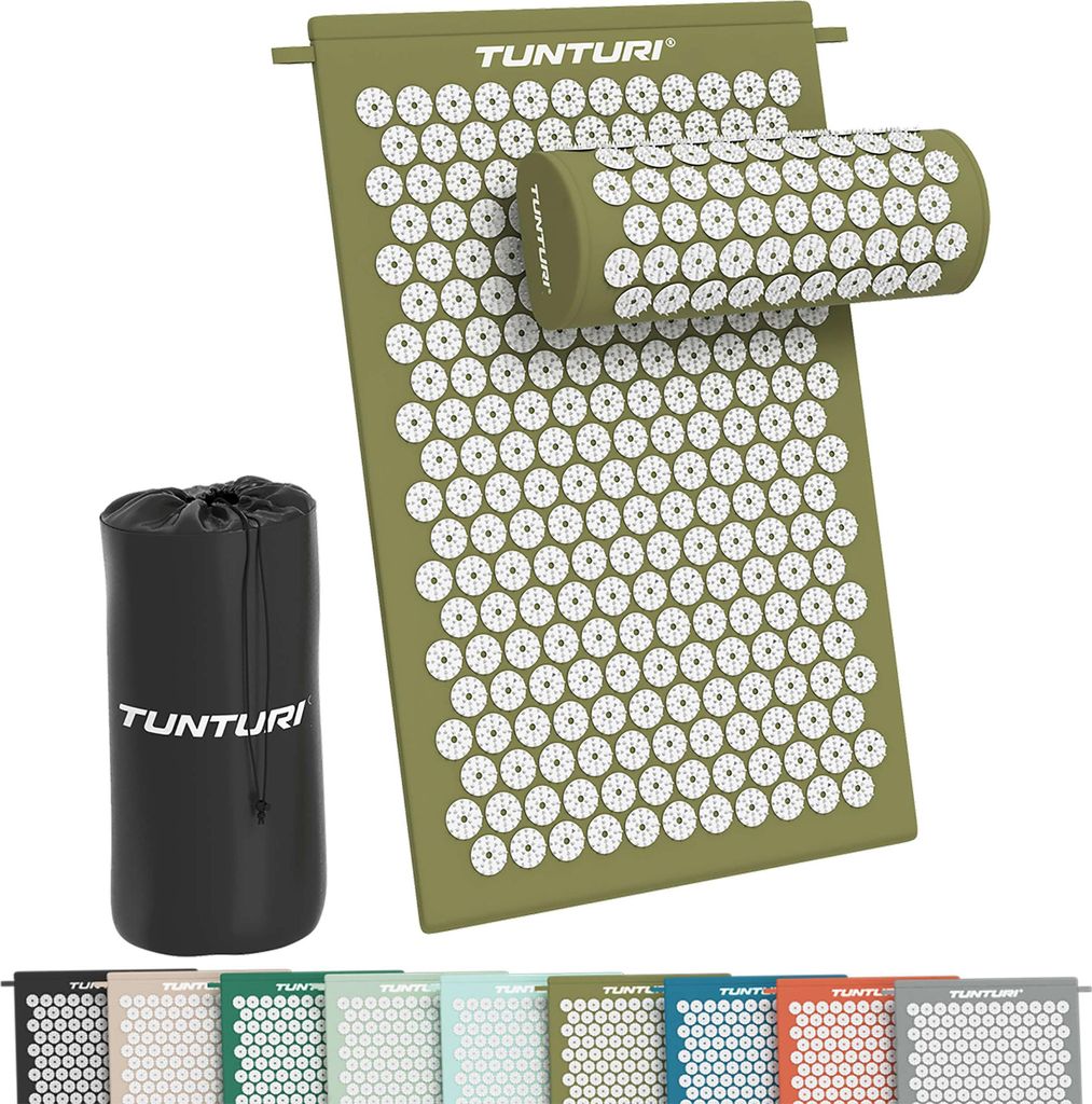 Tunturi Akupressurmatte mit Kissen - Akupunktur Matte - Stachelmatte für Rücken, Nacken, Fuße, Ganzkörper - 2in1 Nagelmatte Akupressurmatte - A...
