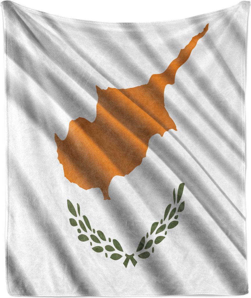 ABAKUHAUS Zypern Weich Flanell Fleece Decke, -Flagge-Kunst-Entwurf des südlichen Teil der zypriotischen Bild Lands, 175 x 230 cm, Weiß Orange und...