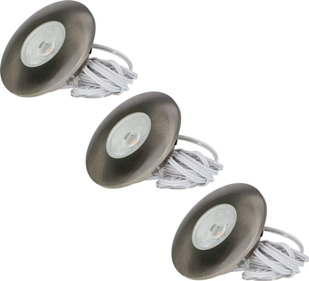 hoftronic LED Einbaustrahler 3x3W 300 Lumen 2700K IP44 Edelstahl