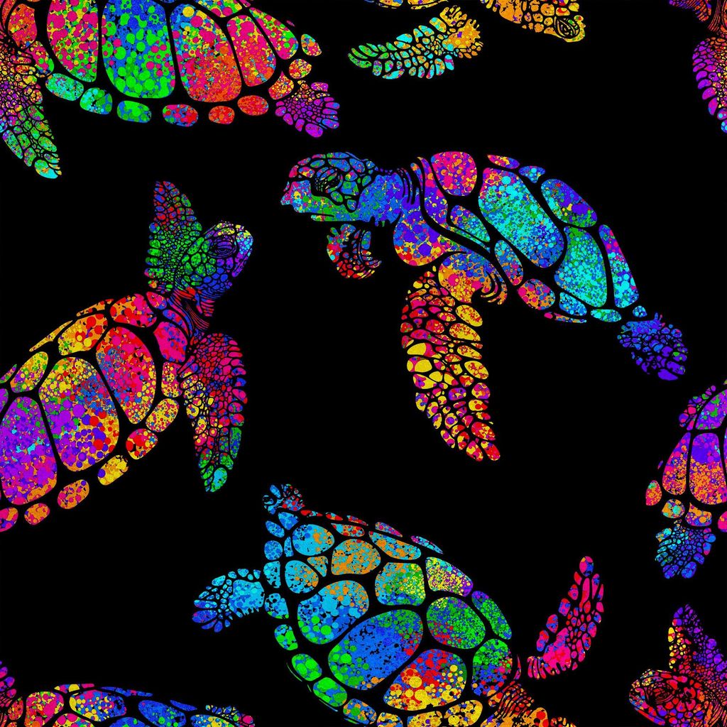 Royal Samt Stoff Polyester Zum Nähen - Motiv bunte Schildkröten