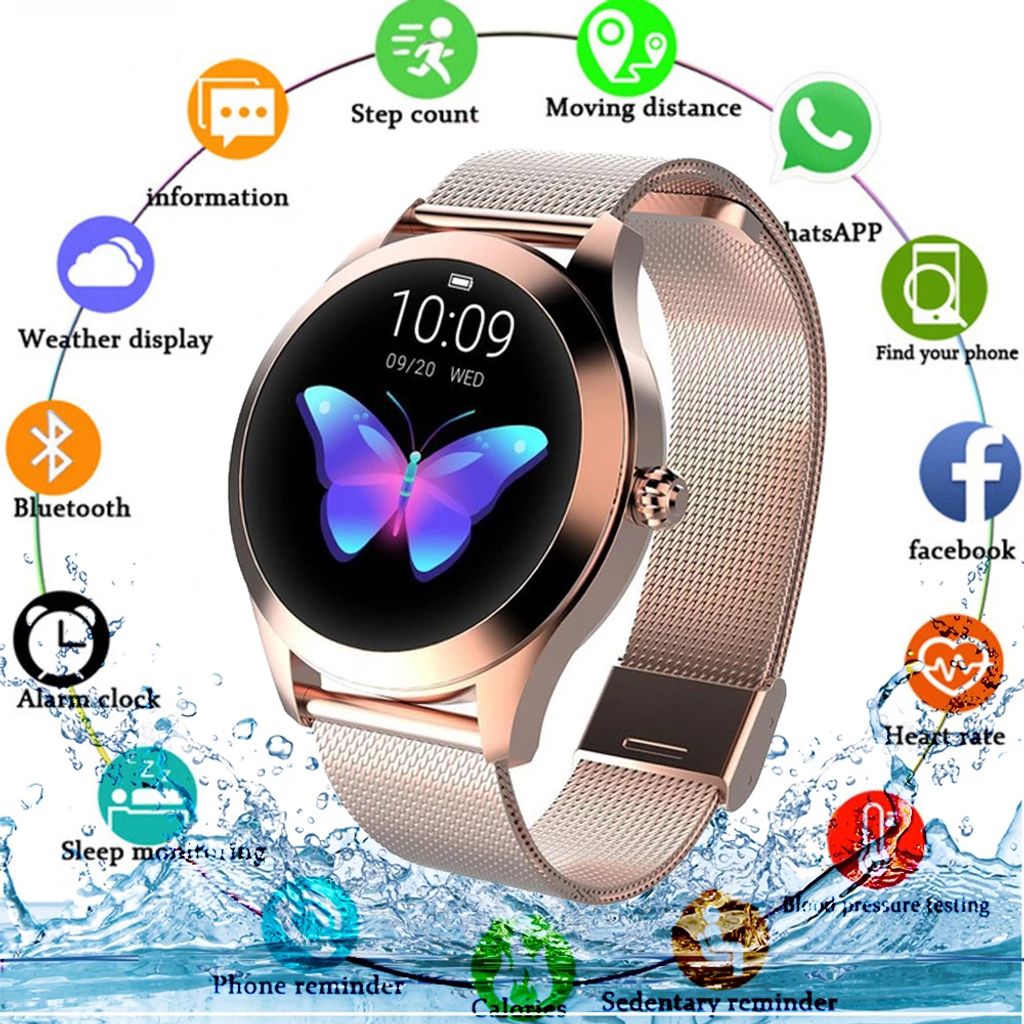 Damen Smartwatch Bluetooth Fitness Armband Wasserdicht IP68 Sport Uhr Tracker 