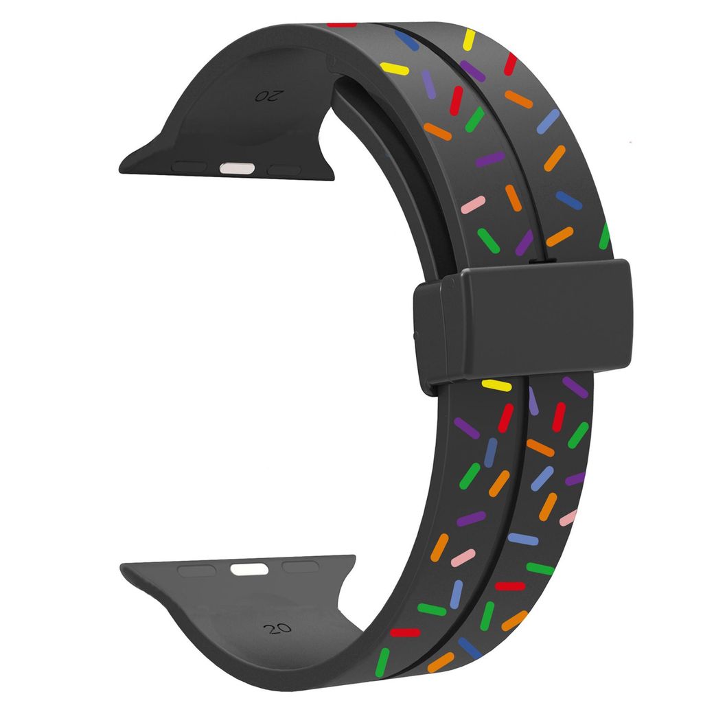 FFO2World Regenbogen-Silikon-Magnetarmband für Apple Watch 42–46/49 mm (Serie 1–11, SE, Ultra) – Sportliches, bequemes Silikonarmband – Sc...