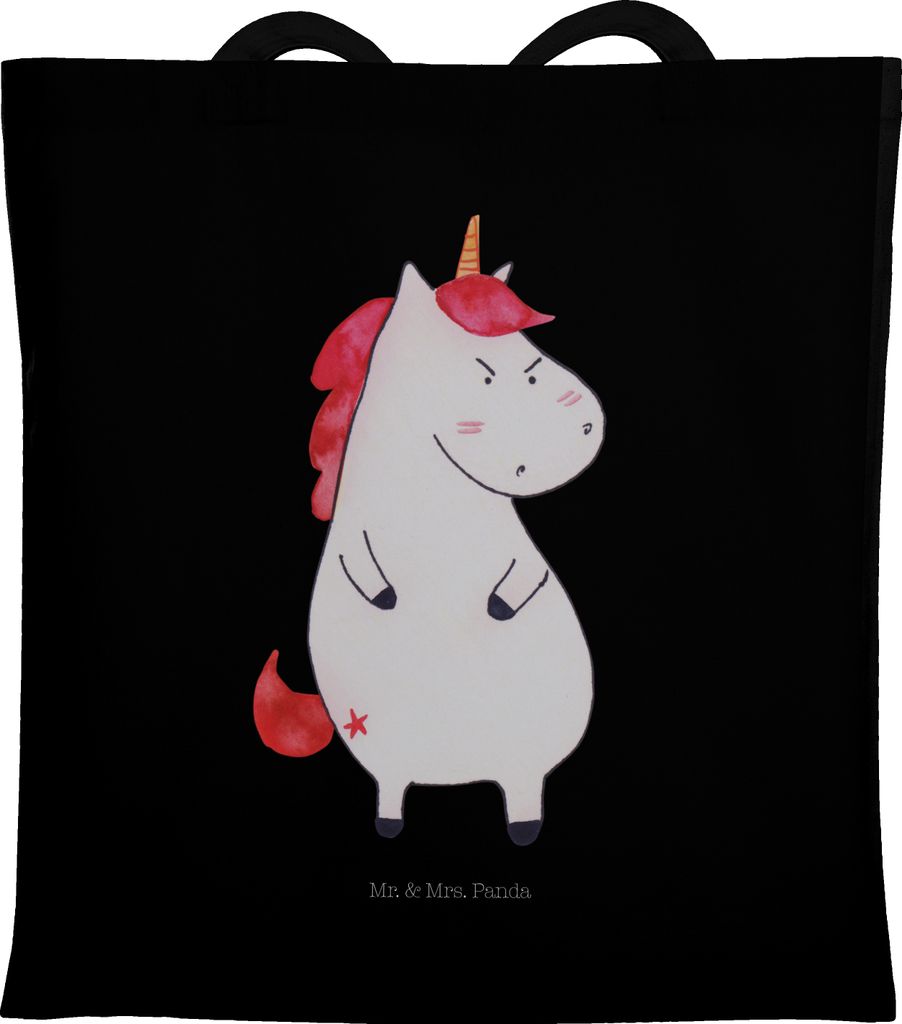 Mr. & Mrs. Panda Stoffbeutel Einhorn Wut - Schwarz - Geschenk, Schultasche, Tote Bag, Uni Tasche, Nein, Shopping, Ansage, Unicorn, Büro, Arbeit, E...
