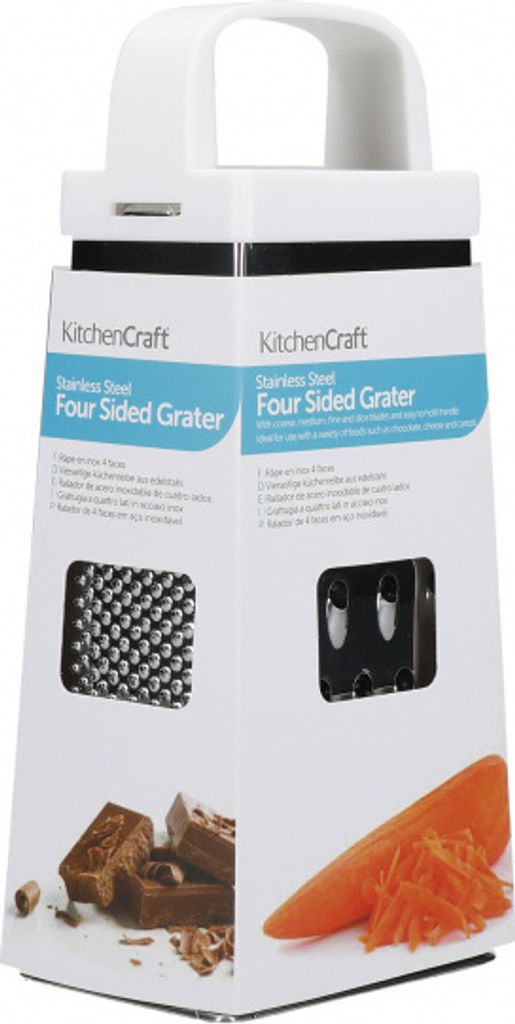 KitchenCraft Käsereibe de 4-seitig, Edelstahl, 21 cm de hoch - Silber