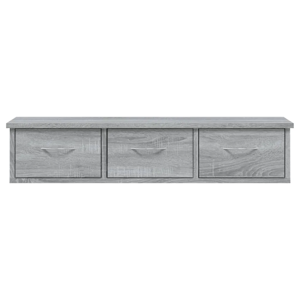Étagère Murale Grise avec Compartiments de Rangement Bois Composite - 6