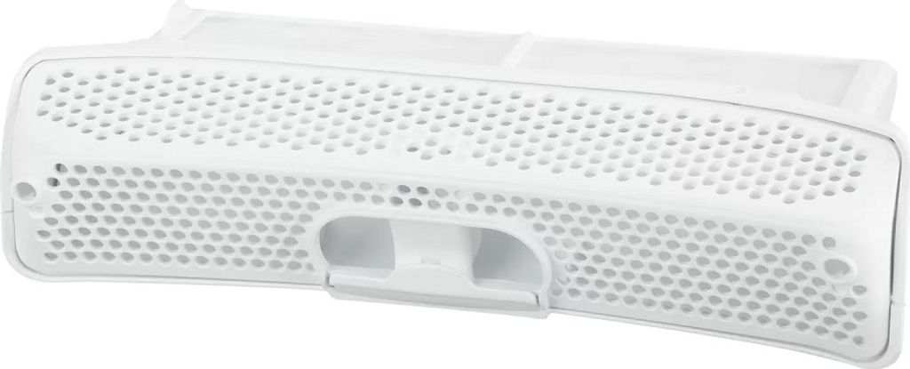 A white laundry dryer lint filter.