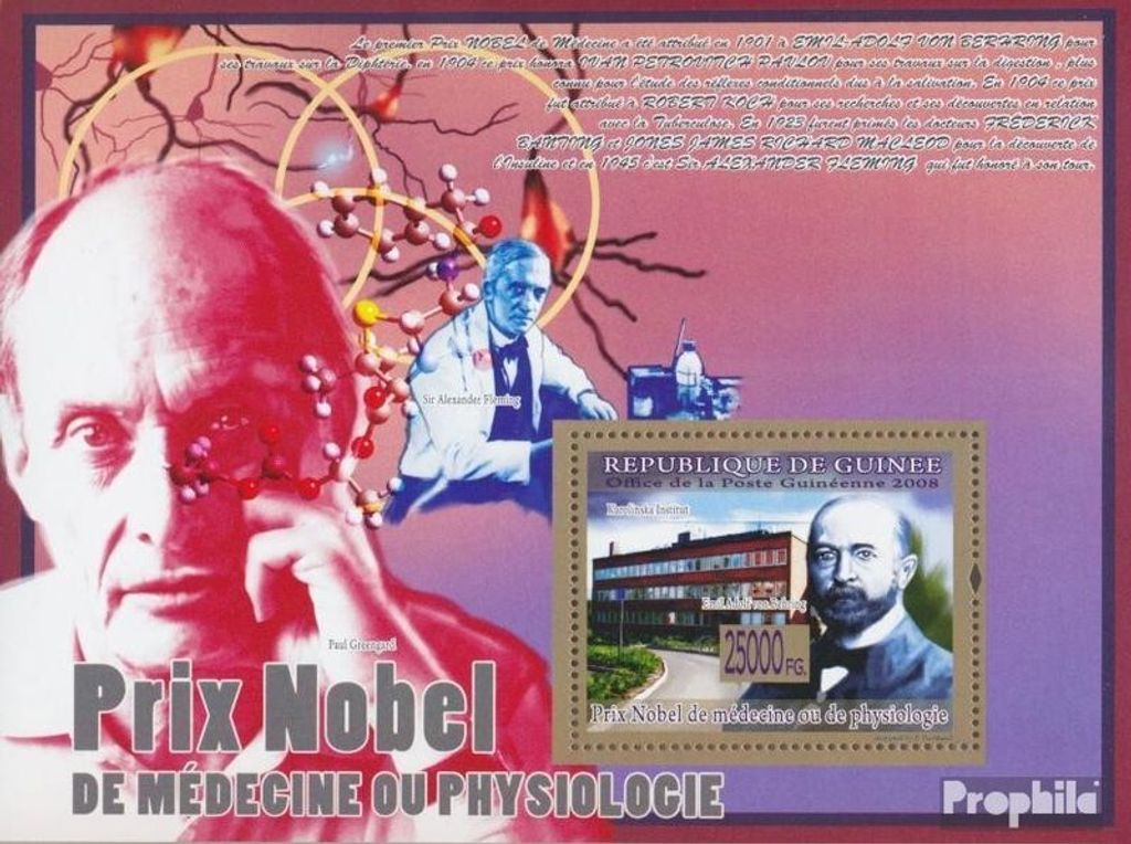 Briefmarken Guinea 2008 Mi Block 1597 (kompl. Ausgabe) postfrisch Emil Adolf von Behring