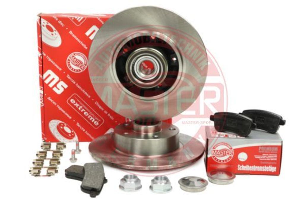 2x BREMSSCHEIBEN mit Lager ABS-Ring Anti-Quietsch-Blech + BREMSBELÄGE HINTEN
