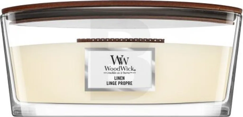 WoodWick Linen Bougie Parfumée 453g avec Mèche en Bois Crépitante