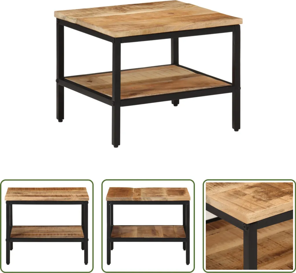 Tavolino 45x45x35 cm Legno Massiccio Mango Grezzo | The Living Store