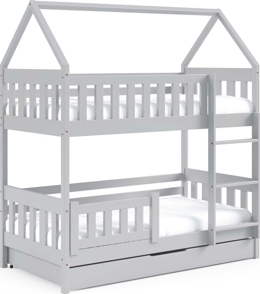 FURNLUX Hausbett Zuzia Grau 80x160cm / Hauptfarbe: Grau / Abmessungen: 86 x 185 x 168 cm