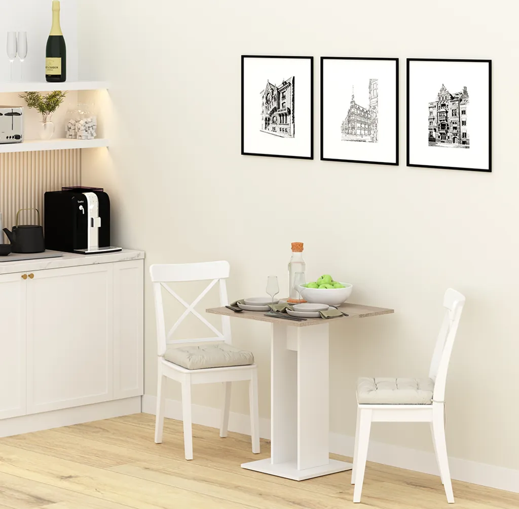 Table Vicco Repose 65x65 cm décor Sonoma robuste et facile à monter