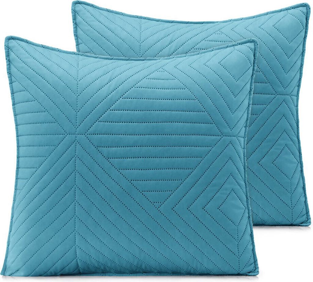 2 Stück Kissenhüllen zweiseitig Ultrasonic Steppung 45 x 45 cm - Blau-grau