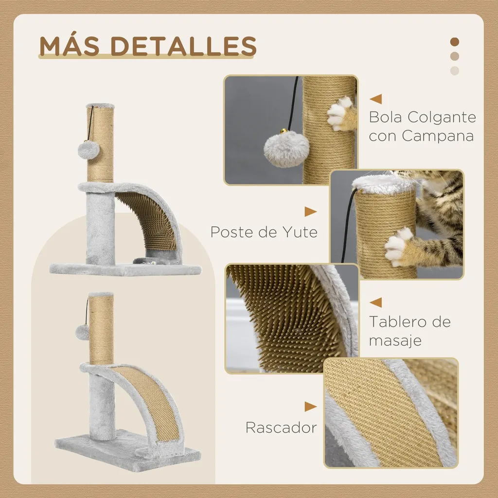 Arbre à chat gris double plateforme 43 cm - Structure stable en particules